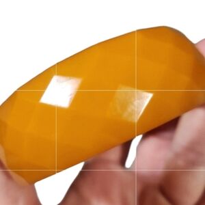 Bakelite faceted diamond wide vintage butterscotch bangle